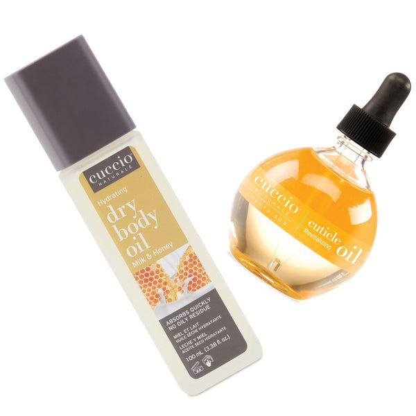 Hydration Bundle: Cuticle Oil (2.3 oz.) + Dry Body Oil (3.38 fl. oz.) - Milk & Honey