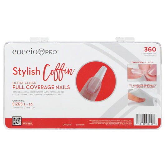 Full Coverage Nail Tips - Stylish Coffin - 360 Count