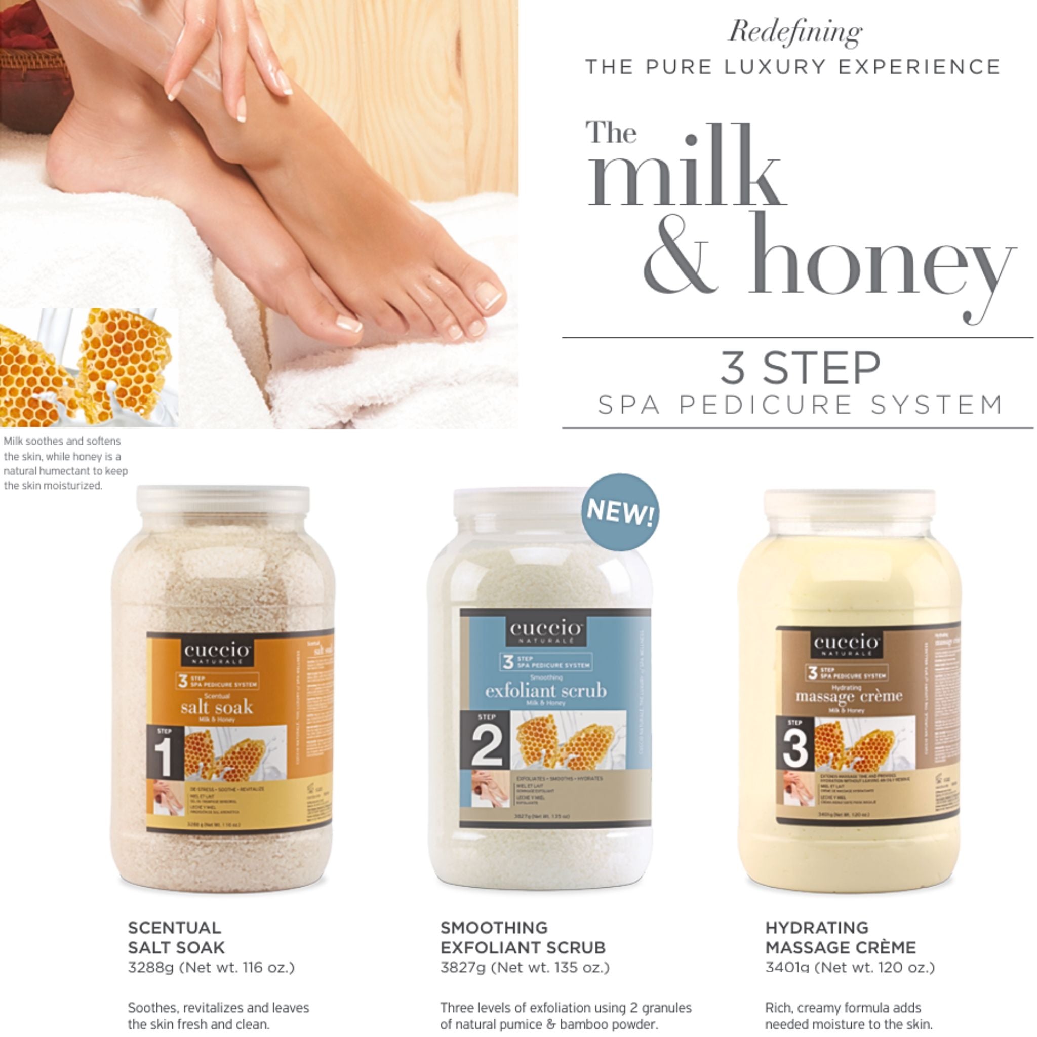 Milk & Honey 3 Step Pedicure System | Cuccio Naturale