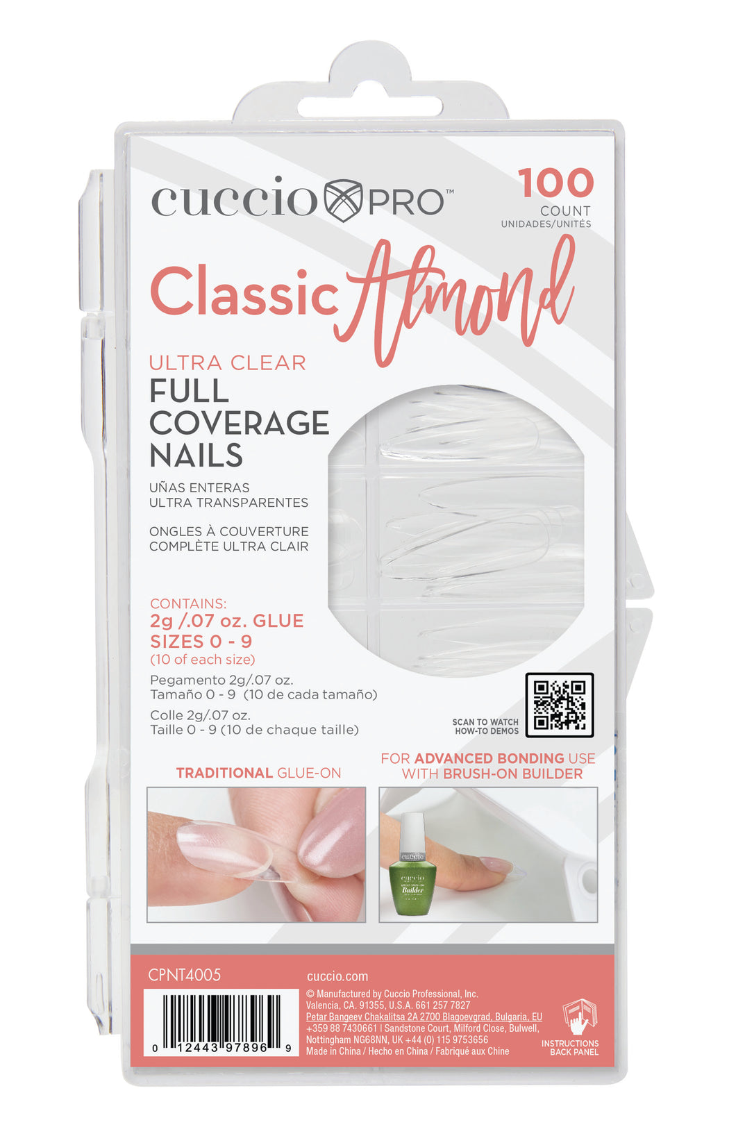 Full Coverage Nail Tips - Classic Almond - 100 Count