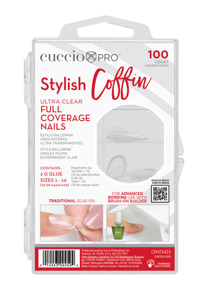 Full Coverage Nail Tips - Stylish Coffin -100 Count