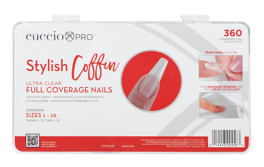 Full Coverage Nail Tips - Stylish Coffin - 360 Count