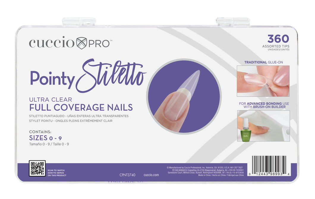 Full Coverage Nail Tips - Pointy Stiletto - 360 Count