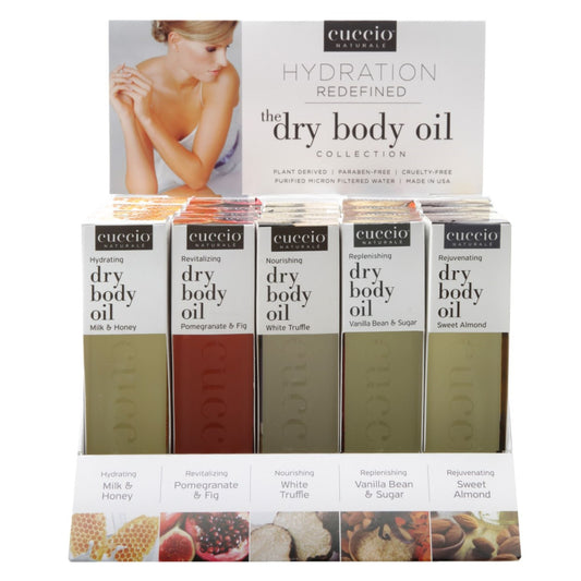 Purchase the Dry Body Oil Collection and receive 15% OFF with a beautiful display!