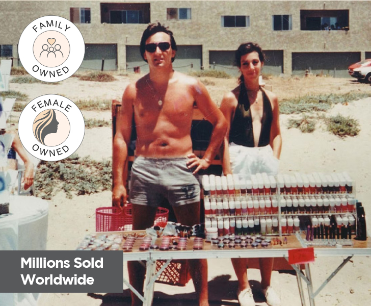 The Cuccio founders selling products beachside in the early 1980s