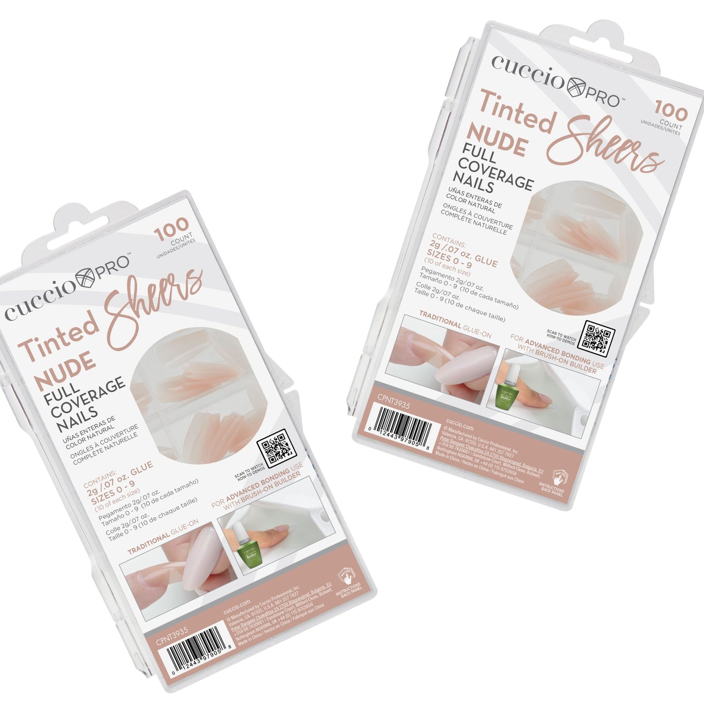 Bundle: 2 Full Coverage Nail Tips - Nude Tinted Sheers - 200 Count