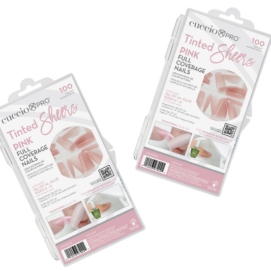 Bundle: 2 Full Coverage Nail Tips - Pink Tinted Sheers - 200 Count