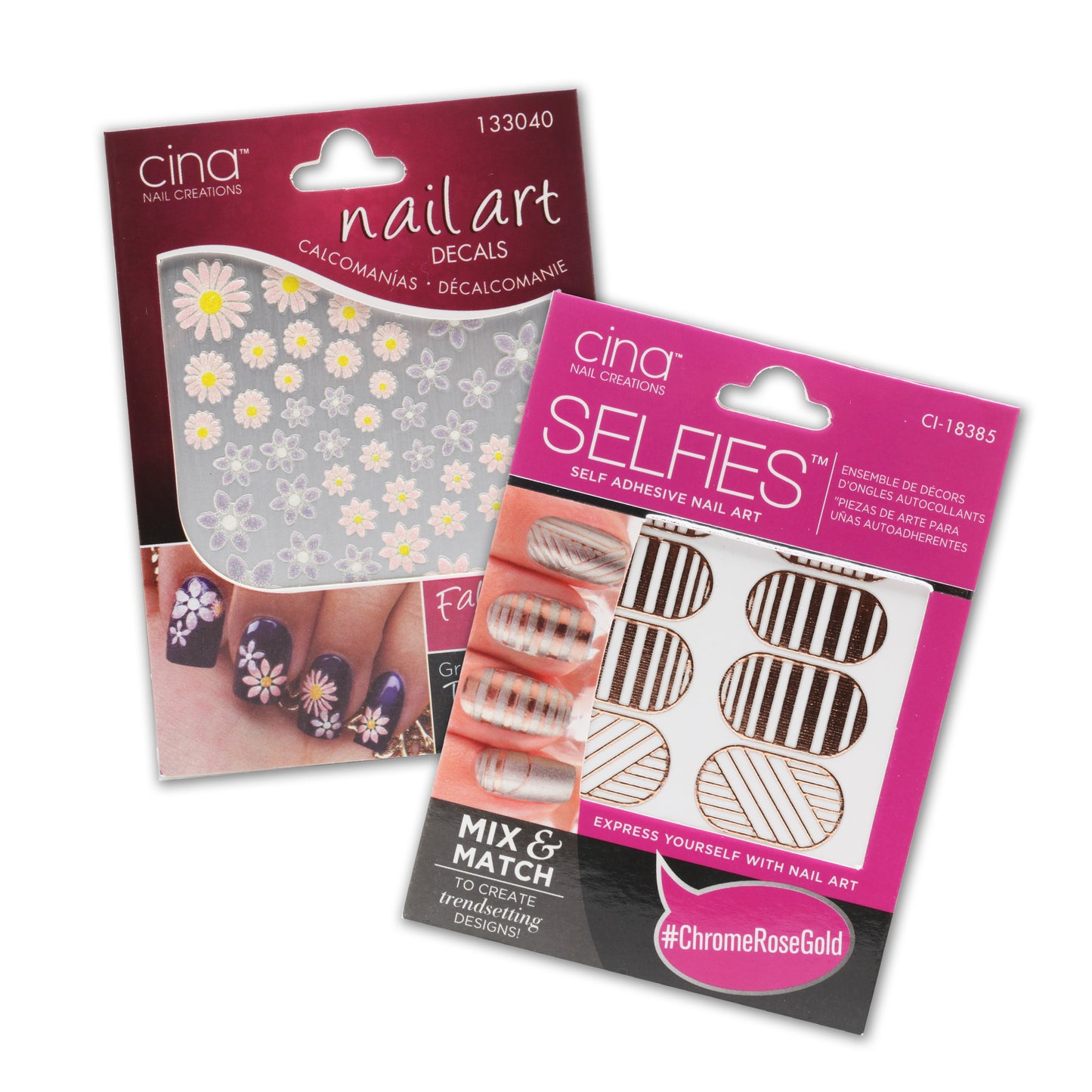 BUNDLE: Fabulous Floral & Chrome Rose Gold - Nail Art (Pack of 2)