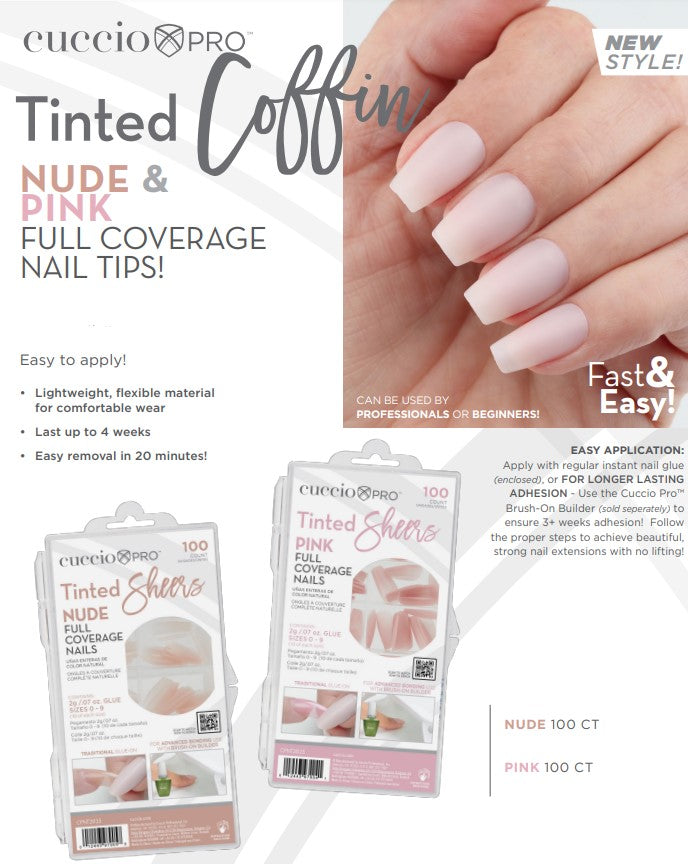 Full Coverage Nail Tips - Nude Tinted Sheers - 100 Count