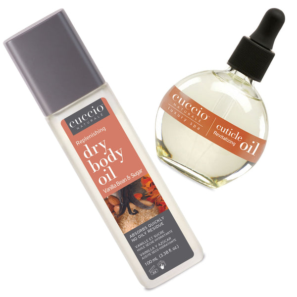 Hydration Bundle: Cuticle Oil (2.3 oz.) + Dry Body Oil (3.38 fl. oz.) - Vanilla Bean & Sugar